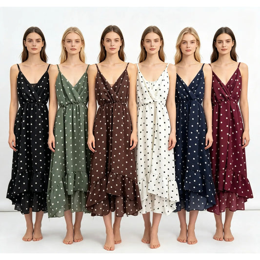 Abito Lungo a Pois - Fresco, Elegante, Impeccabile